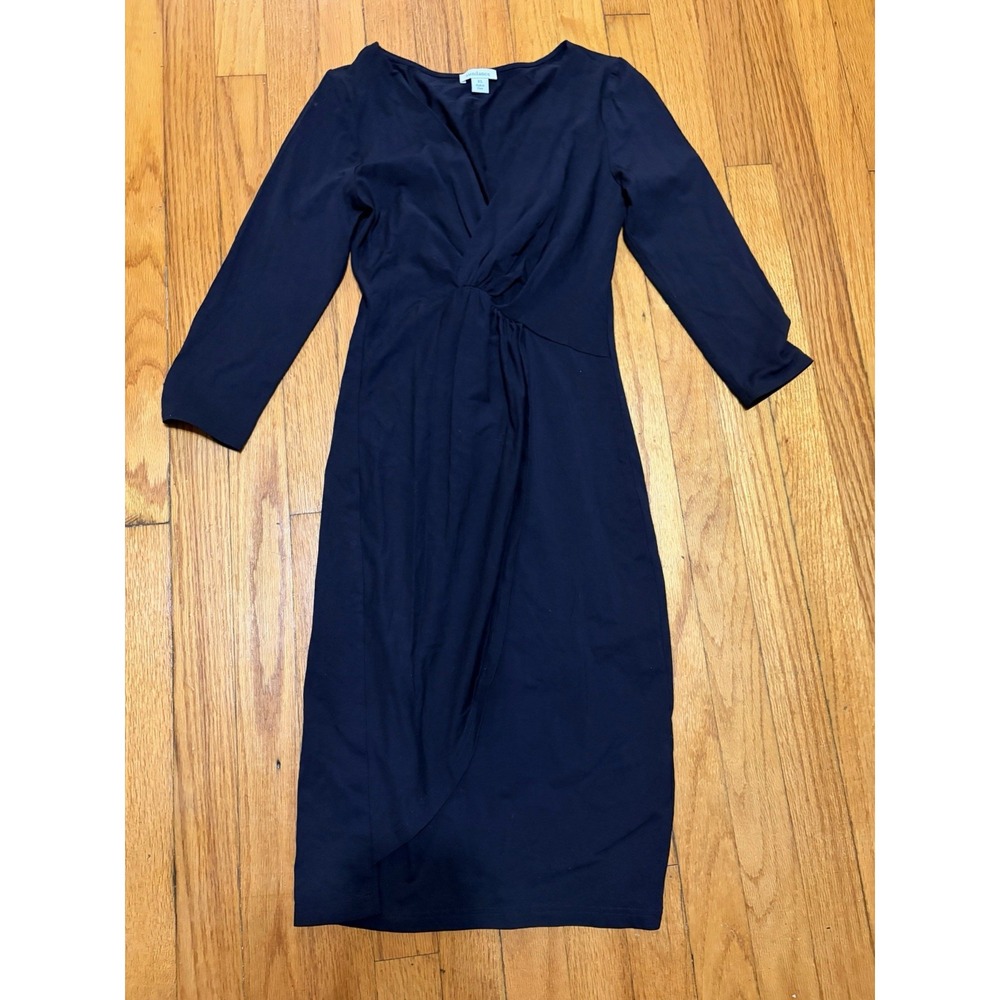 SUNDANCE Faux Wrap Classic Twist Front V-neck Black Dress Sz XS